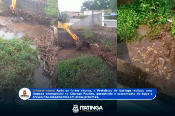 Prefeitura realiza limpeza emergencial no Córrego Paulino após fortes chuvas
