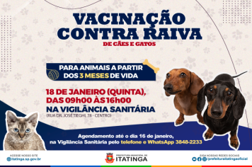 VACINAÇÃO CONTRA RAIVA - JANEIRO  ‼️