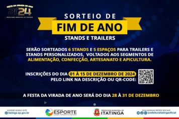 STAND E ESPAÇOS GRATUITOS PARA FESTA DA VIRADA DE ANO DE 2024 