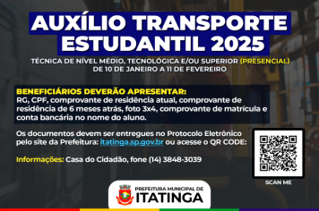 AUXÍLIO TRANSPORTE ESTUDANTIL 2025