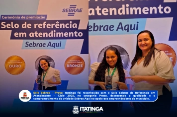 Itatinga conquista Selo Prata do Sebrae em Atendimento
