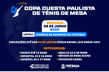 Vem aí a Copa Cuesta Paulista de Tênis de Mesa!