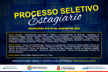 PROCESSO SELETIVO DE ESTÁGIO - ITATINGA/SP