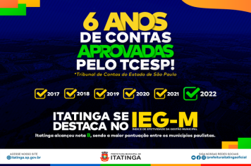 PREFEITURA DE ITATINGA TEM CONTAS APROVADAS PELO SEXTO ANO CONSECUTIVO