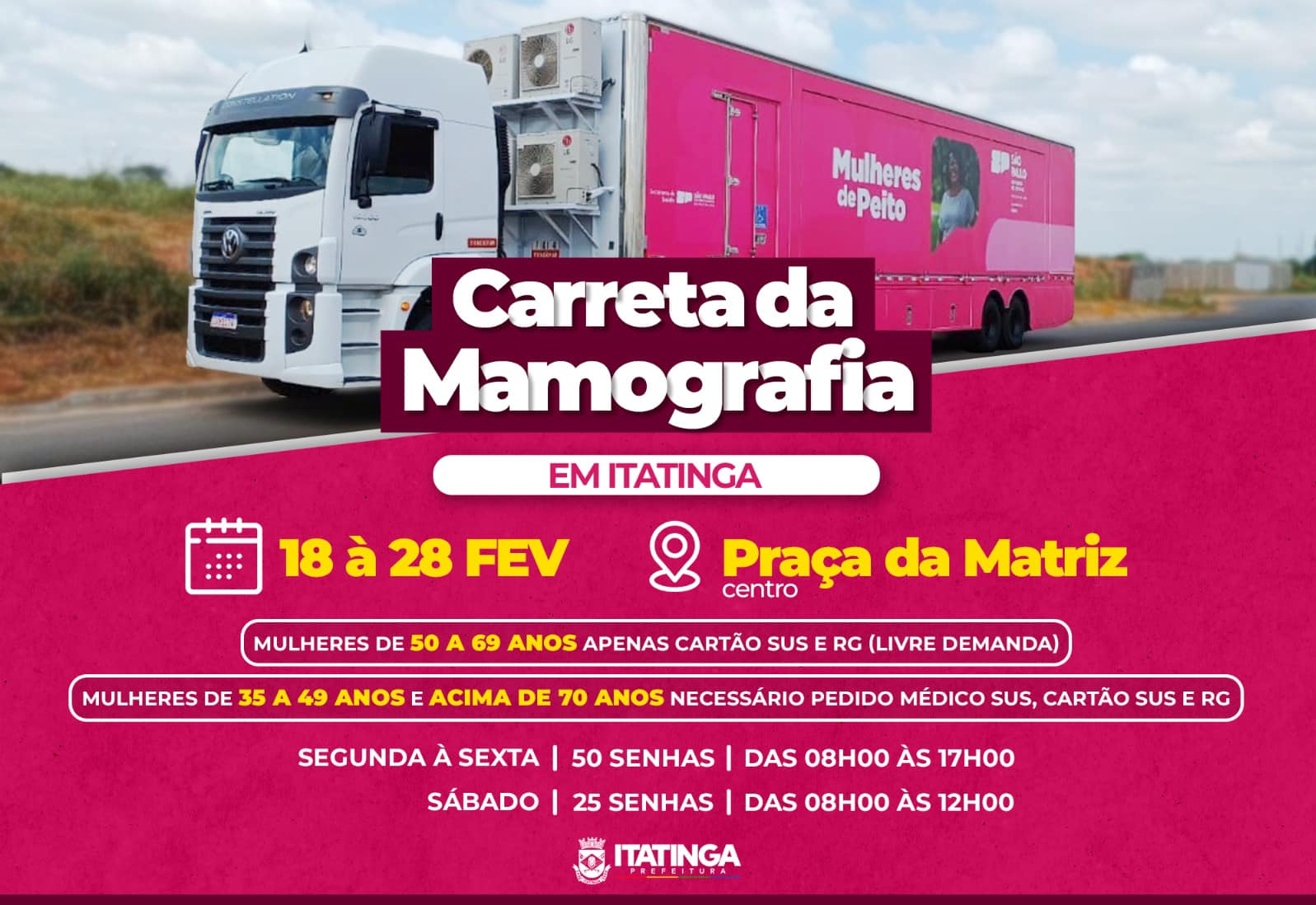   CARRETA DA MAMOGRAFIA EM ITATINGA