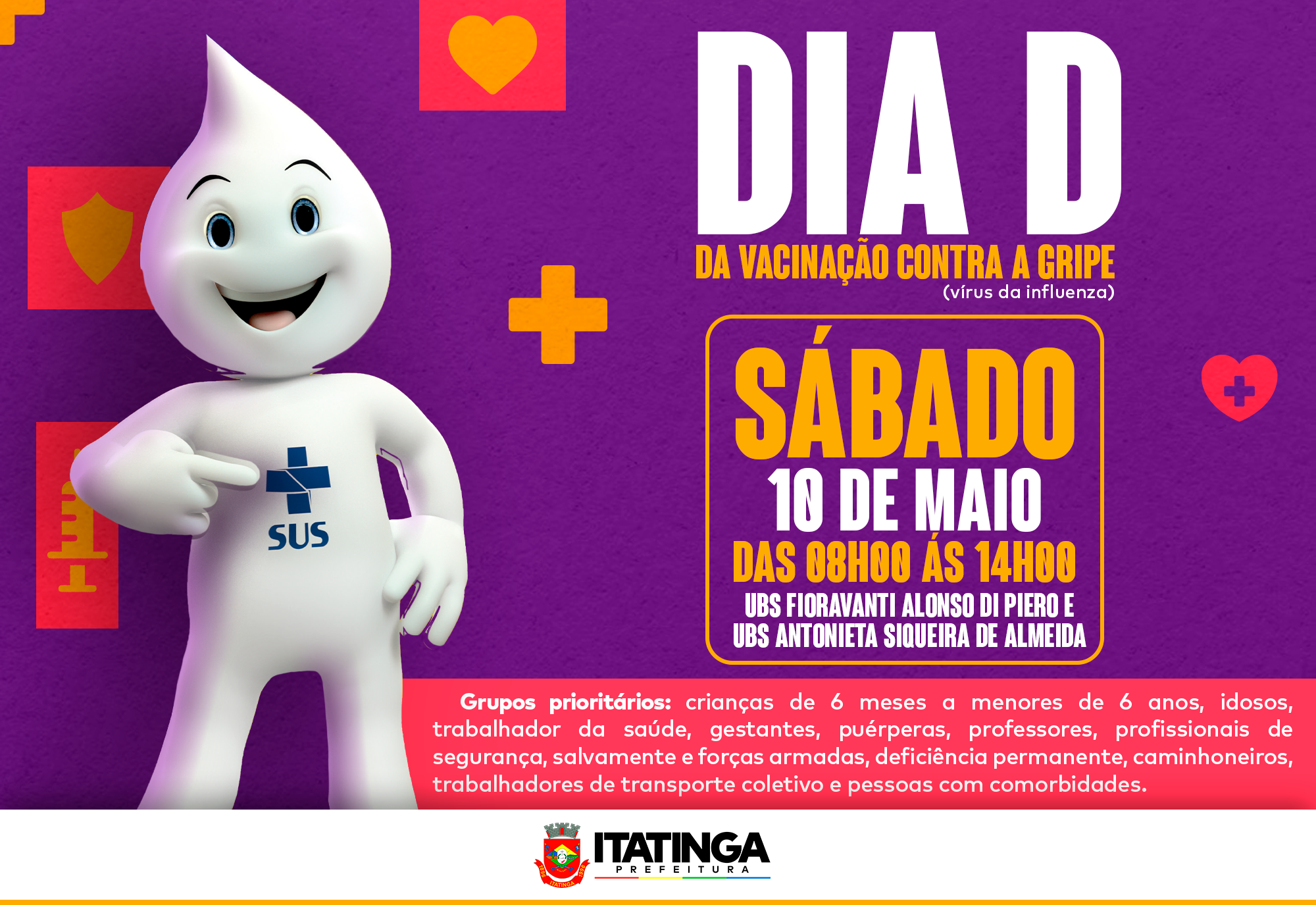 DIA D DE VACINAÇÃO CONTRA A GRIPE!