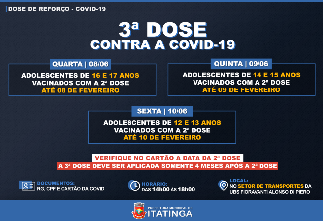 3ª DOSE CONTRA COVID-19 - ADOLESCENTES 