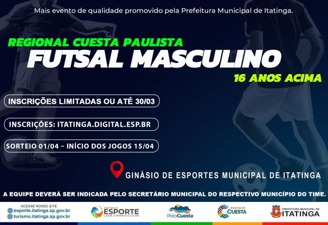 Participe da Regional da Cuesta Paulista de Futsal Masculino!