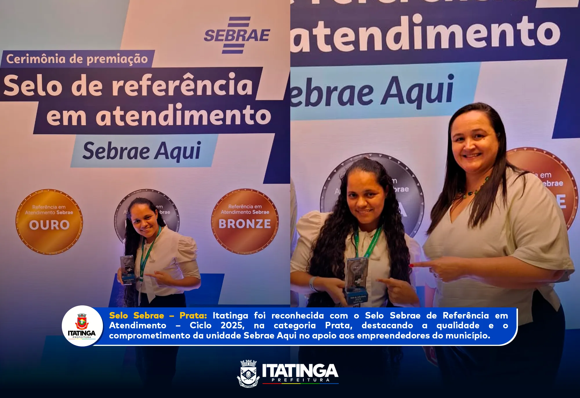 Itatinga conquista Selo Prata do Sebrae em Atendimento