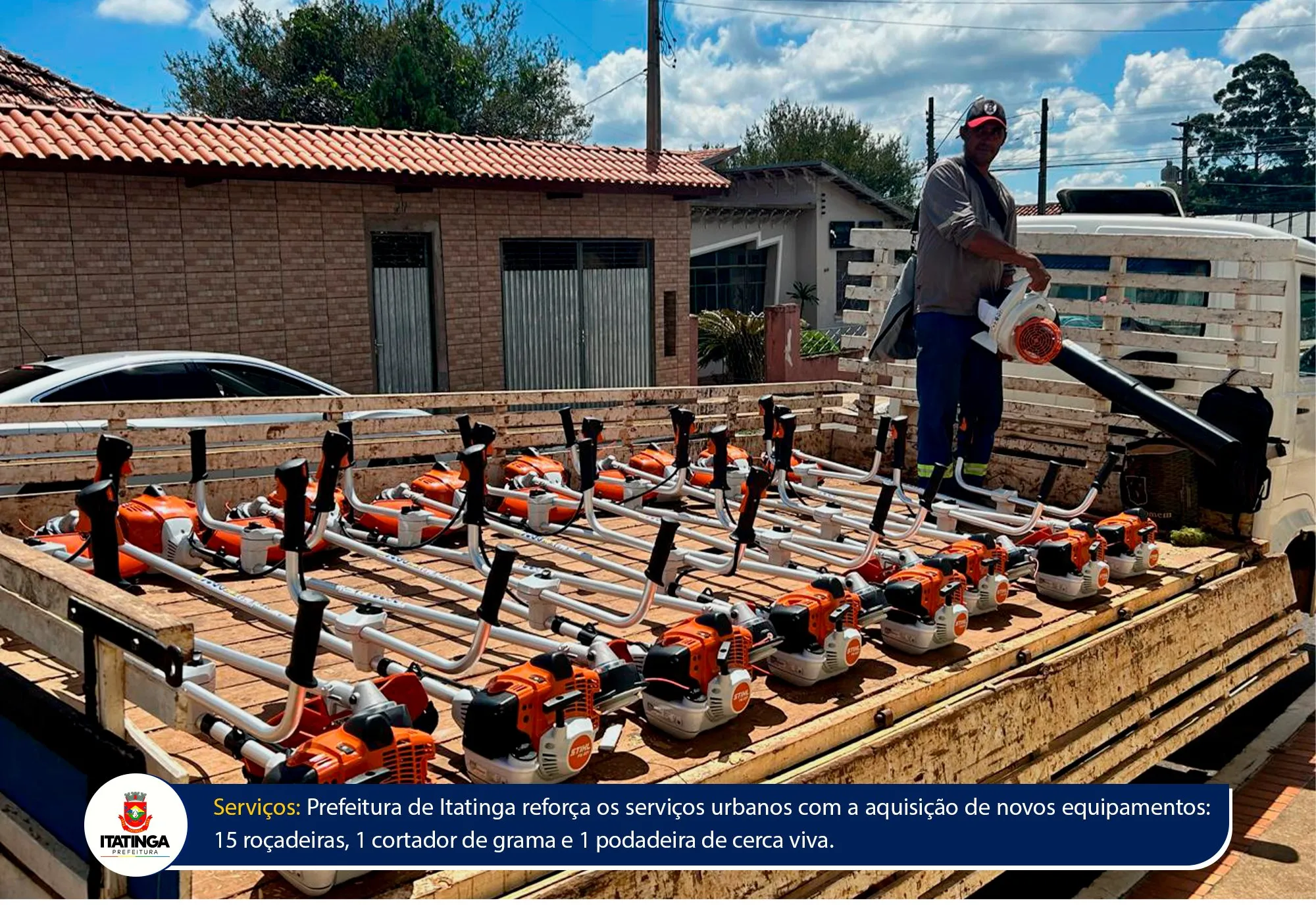 Prefeitura de Itatinga reforça serviços urbanos com aquisição de novos equipamentos