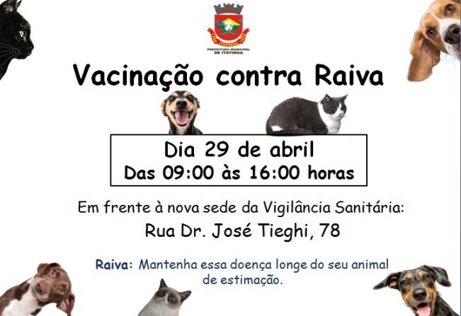 VACINAÇÃO CONTRA RAIVA! 