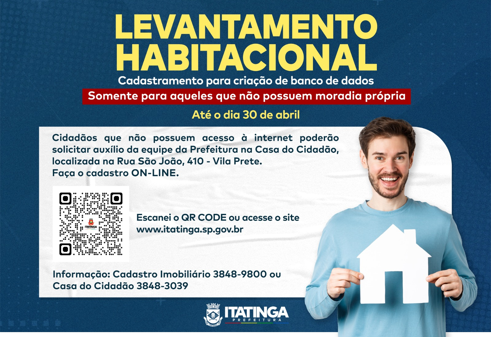 ITATINGA REALIZA LEVANTAMENTO HABITACIONAL DE FAMÍLIAS SEM IMÓVEL PRÓPRIO
