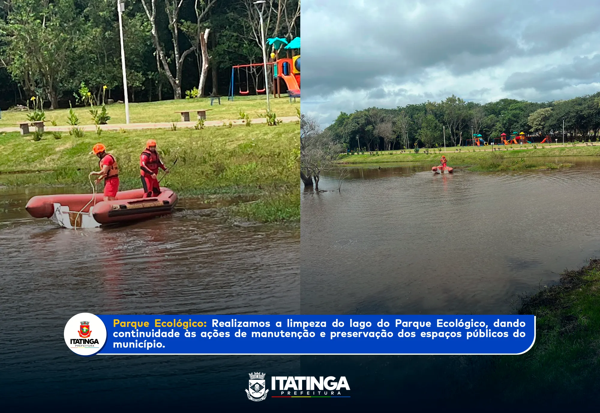 Limpeza do Lago do Parque Ecológico reforça cuidado com o meio ambiente e a população